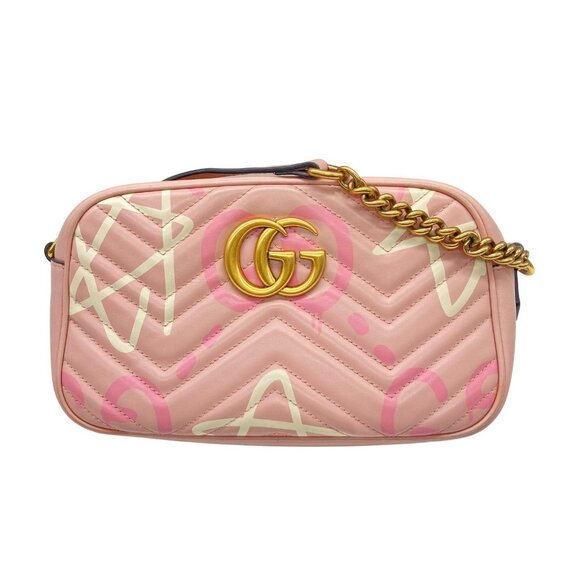 Gucci Matelasse Calfskin GG Marmont Chain Pink - Picture 1 of 8